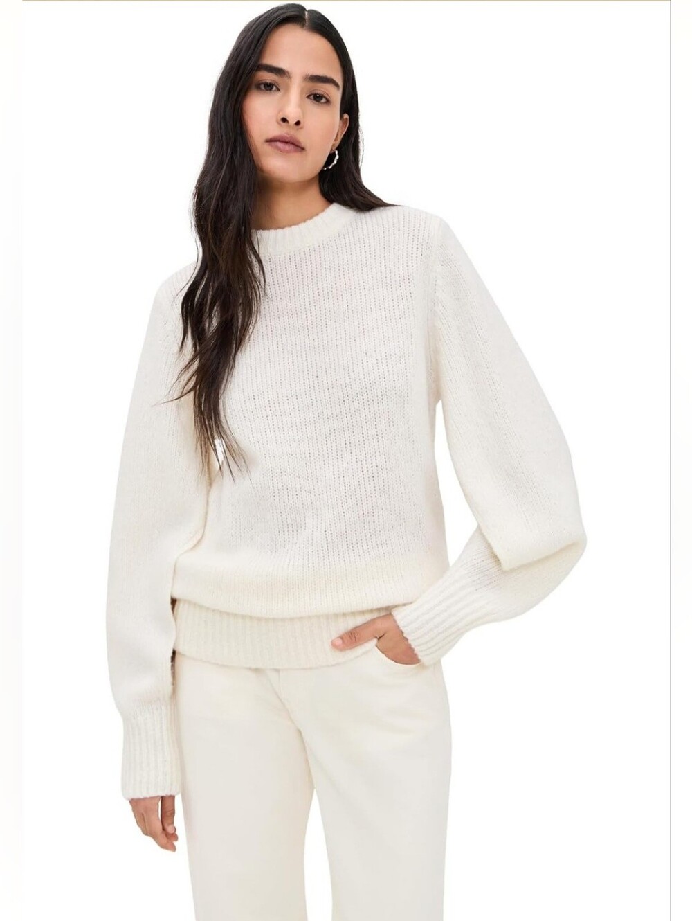 ALIGNE Liv Merino Wool & Cashmere Blend Sweater In Ivory EU 34 US 2 S Org $235